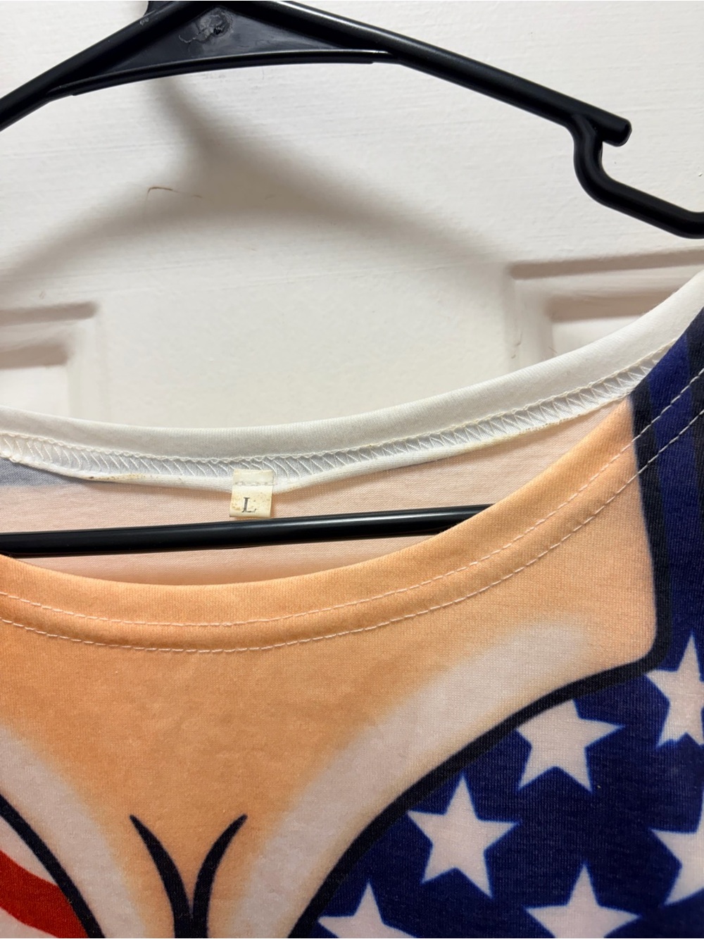 Novelty American Flag Bikini T-Shirt coverup Dress - White, Red & Blue - Picture 2 of 5